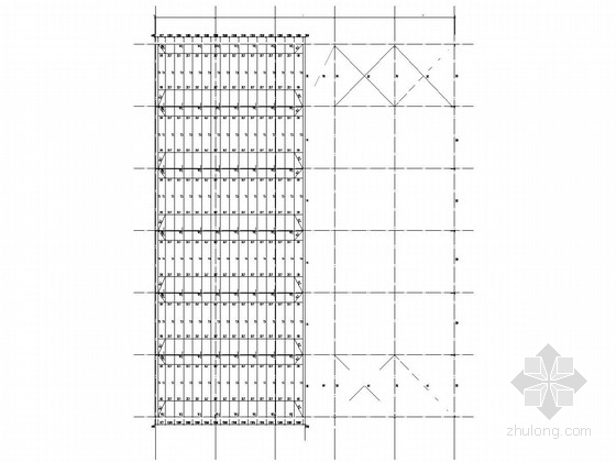 [江苏]单层钢结构置景棚结构施工图-屋面檩条及支撑布置图 