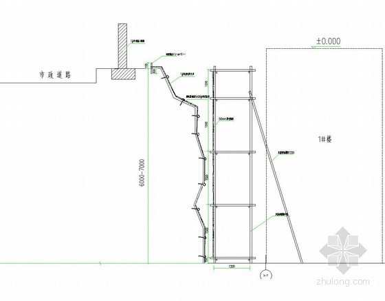 [重庆]人工挖孔桩基础及边坡防护工程安全专项施工方案（附计算书）-边坡双排脚手架图 