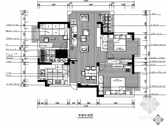 现代中式客厅装饰资料下载-[江苏]现代中式三室两厅室内装修施工图（含实景）