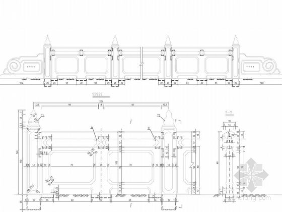 [重庆]带观光亭上承式等截面悬链线空腹式拱桥设计图纸32张（国际公司）-大桥栏杆构造图