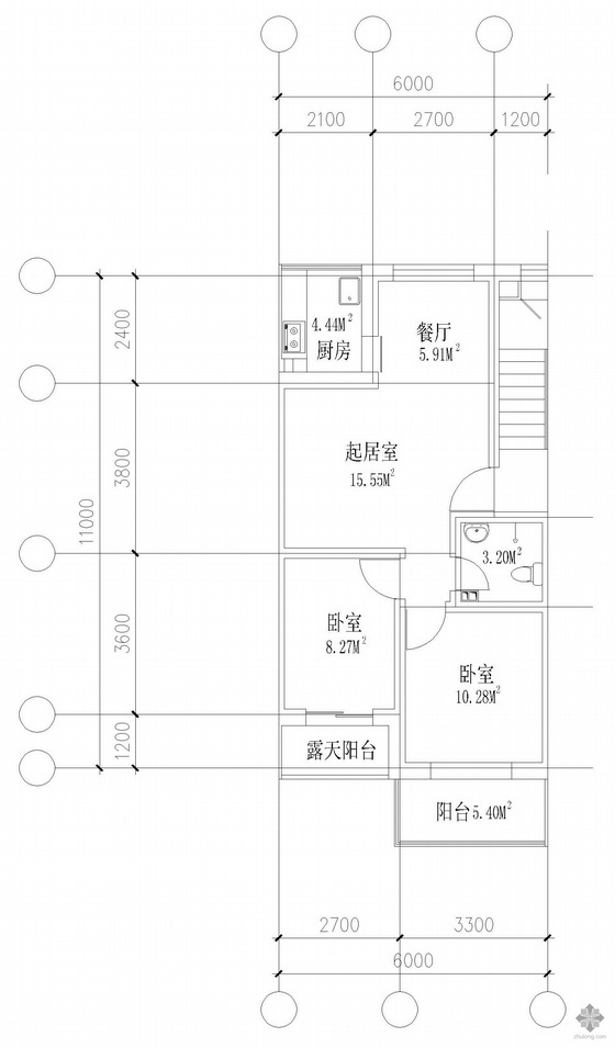 多层三室经典户型图资料下载-板式多层三室单户户型图(141)