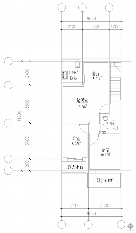 板式多层一室资料下载-板式多层三室单户户型图(141)