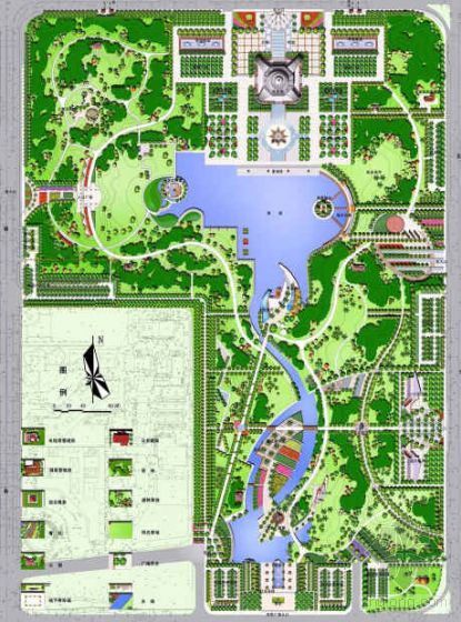 公园设计总施工图资料下载-某公园设计总平图