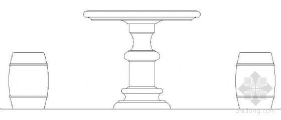 CAD家具平立面资料下载-青石桌凳平立面图