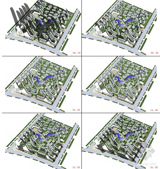 [高安]某西班牙风格别墅住宅度假村建筑设计规划文本-阴影变化分析图