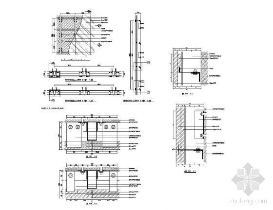 CAD图纸石材干挂外墙面资料下载-墙面干挂石材结构图
