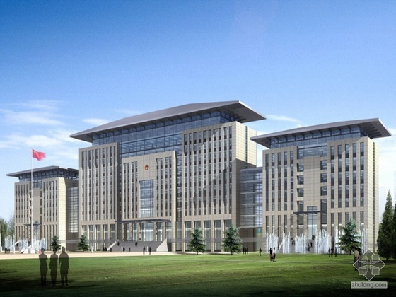 概念设计办公楼大堂资料下载-[宁夏]政府办公楼建筑方案概念设计