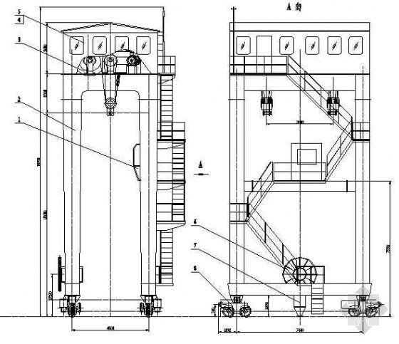 架桥机设计图纸资料下载-2×500kN尾水单向门机设计图纸