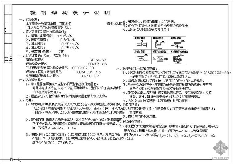 轻型门式刚架结构设计资料下载-某门式刚架轻型钢结构设计说明