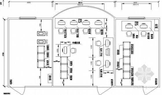 调度广播室平面布置资料下载-调度室机房电气平面布置图