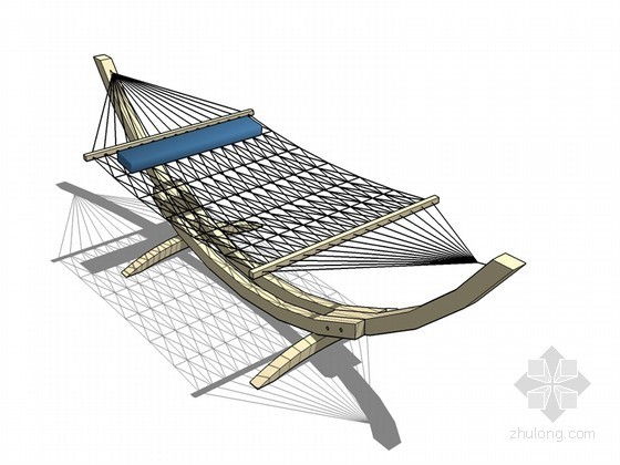户外藤椅模型下载资料下载-户外休闲吊床SketchUp模型下载