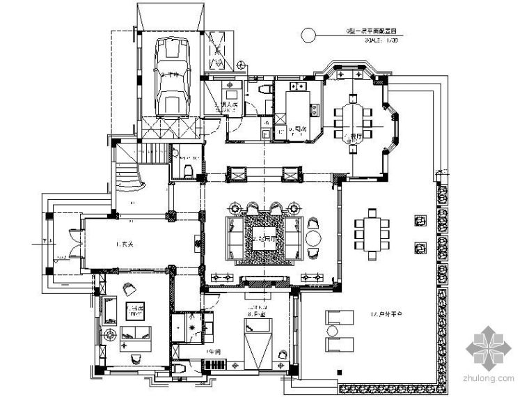 豪华别墅书房资料下载-[安徽]豪华别墅样板房施工图（含效果）