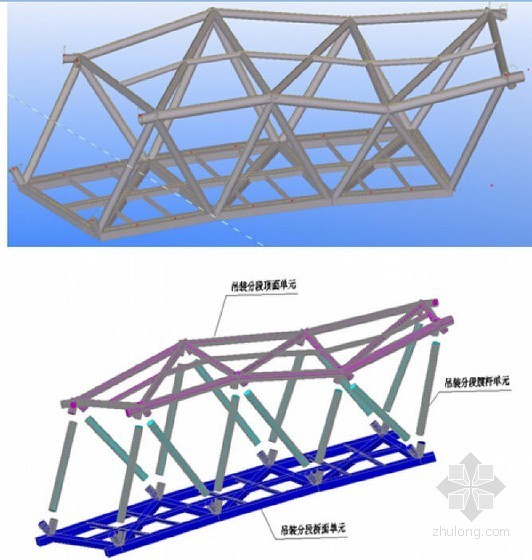 [上海]空间管格构桁架钢结构圆形人行天桥实施性施工组织设计169页-天桥现场吊装分段示意图 