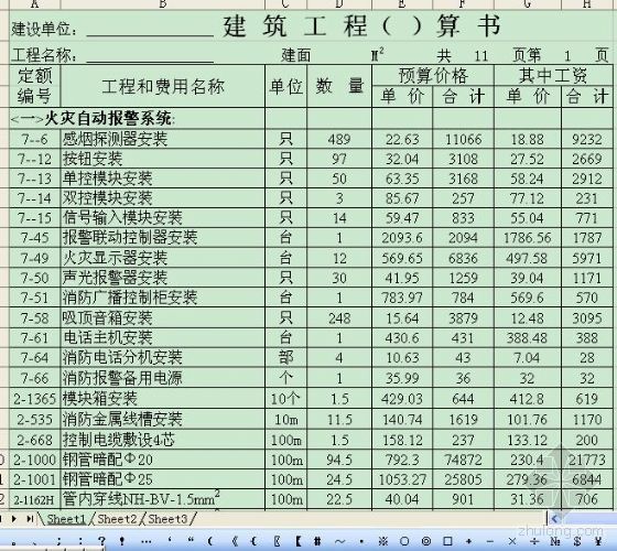 综合楼装修工程预算模板资料下载-内蒙古某综合楼消防工程预算书