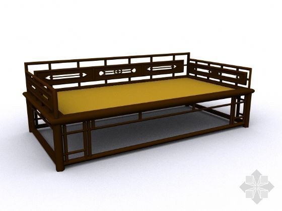 新中式床家具资料下载-中式床