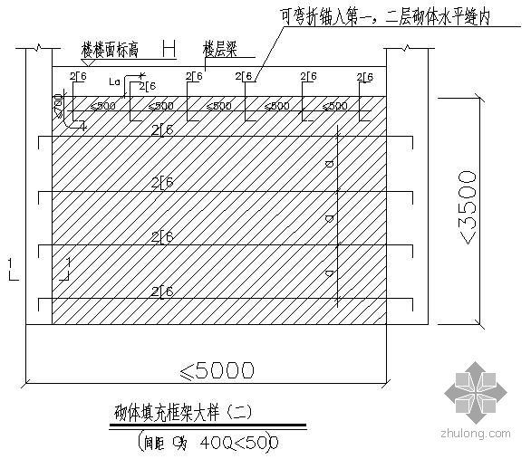 内置填充体资料下载-某砌体填充框架大样节点构造详图（二）