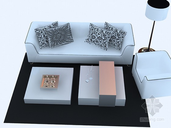 现代沙发时尚资料下载-现代时尚沙发组合3D模型下载