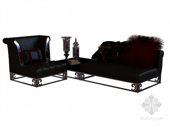 新中式客厅组合沙发3d模型资料下载-现代沙发组合3D模型下载