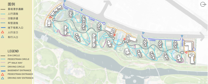 [湖南]滨水自然漫步通廊生态居住区景观设计方案-交通流线分析