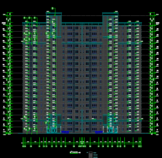 18层砼框架结构住宅楼建筑结构施工图纸-立面.png