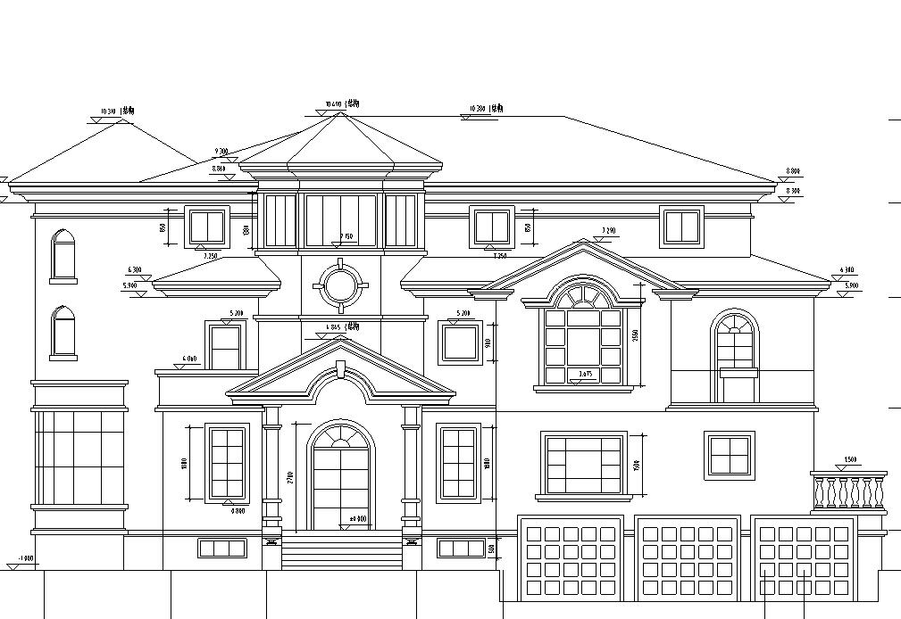 三层独栋别墅建筑施工图设计