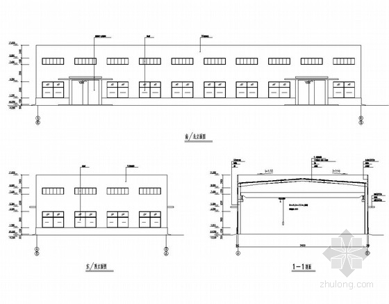 5t桥式起重机图纸资料下载-[江苏]24米跨门式刚架厂房结构图（带5t行车）