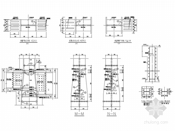 [西安]九层框架结构大学培训中心建筑结构施工图-九层型钢混凝土梁柱节点大样