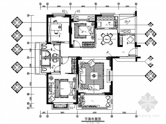 主题乐园CAD图资料下载-[南通]主题乐园欧式风格三居室装修图（含效果）