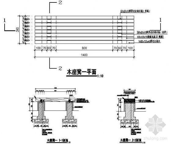 木座凳CAD施工图资料下载-木座凳一详图