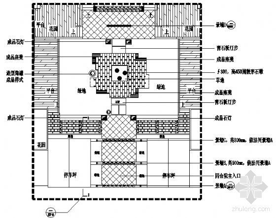 四合院庭资料下载-重庆某别墅区19#四合院内庭景观施工图