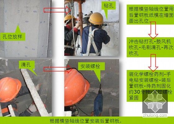 房建工程外墙石材幕墙施工质量标准工法示范(附图)-孔位施工流程图解