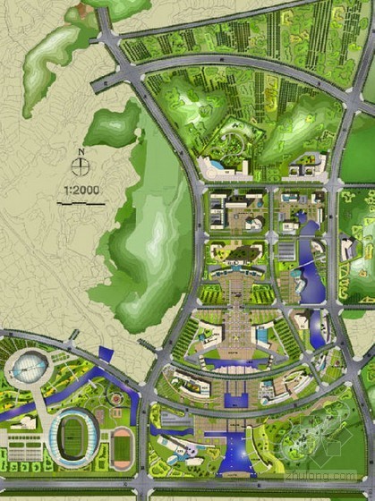 政务中心景观设计方案资料下载-[湖南]县城政务中心总体概念规划方案