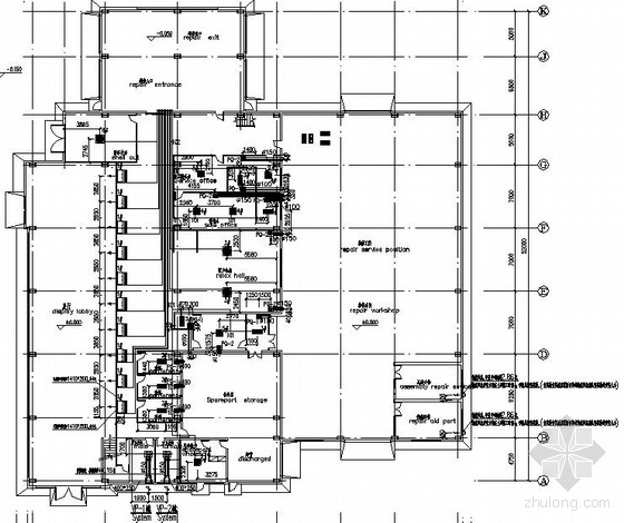 工业园研发设计平面图资料下载-某汽车工业园4s店空调平面图