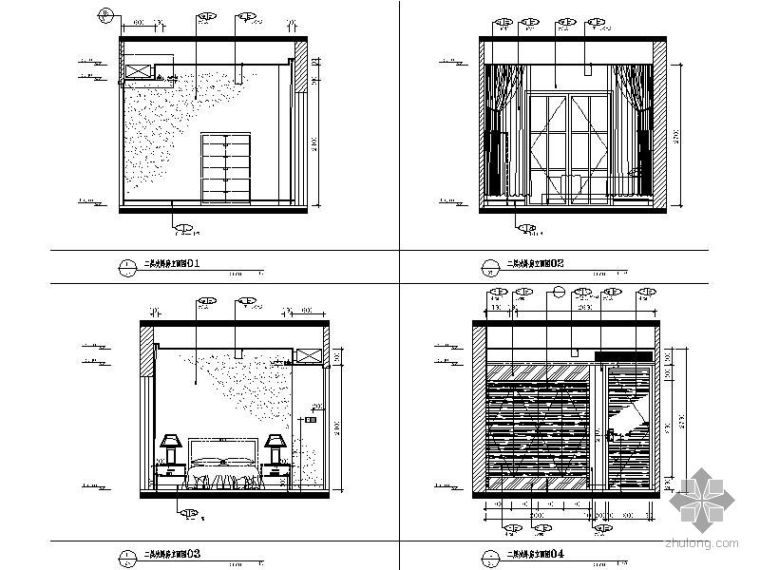 现代简洁住宅立面资料下载-简洁卧室立面图