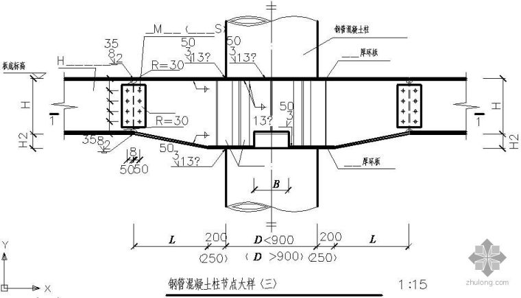 混凝土柱构造大样资料下载-某钢管混凝土柱大样节点构造详图（三）