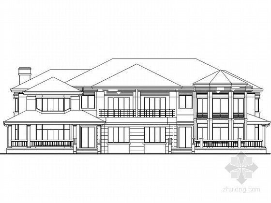 2层双拼别墅CAD资料下载-某二层欧式双拼别墅建筑扩初图