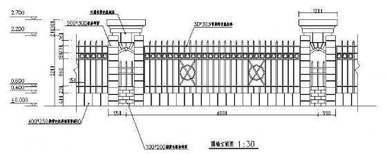 公园大门围墙图纸资料下载-某公园围墙施工图