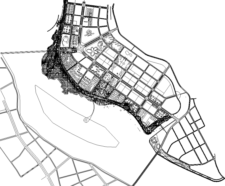 景观道路设计cad图资料下载-[四川]遂宁市河东新区五彩滨江景观带施工图设计（CAD）
