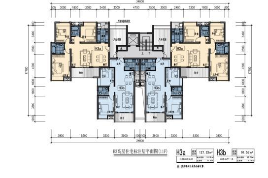 [陕西]高层新中式风格住宅建筑设计方案文本（含叠拼洋房）-高层新中式风格住宅建筑平面图