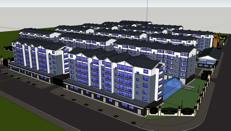 李子林住宅3d模型资料下载-完整小区精细住宅建筑模型设计