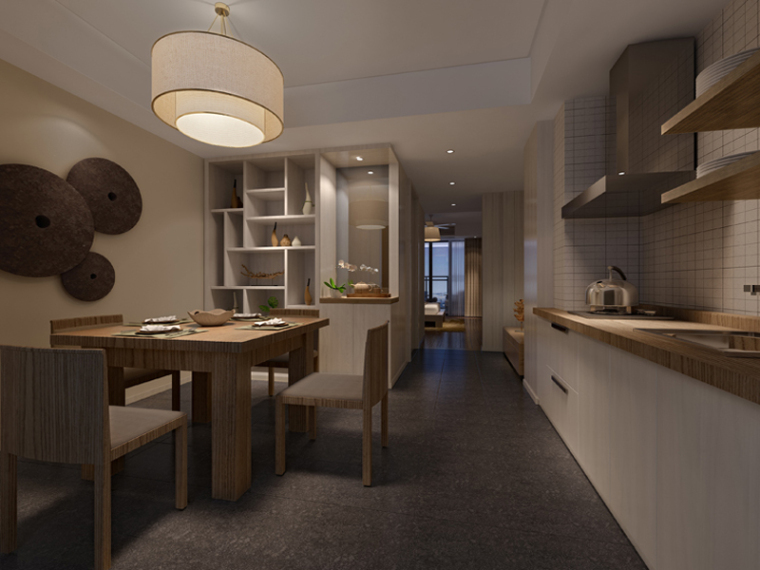 现代橱柜3d模型资料下载-现代厨房餐厅3D模型下载