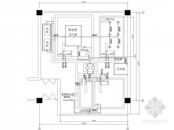 二级EDI电去离子膜堆资料下载-[北京]中水回用处理工程全套图纸（中空纤维膜法）
