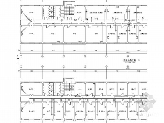 [辽宁]多层宿舍楼电气施工图-弱电平面图 