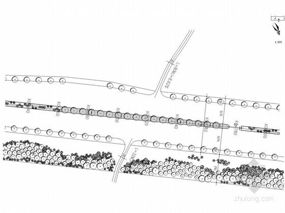 [长沙]学士路道路工程绿化施工图-小乔及灌木种植平面图