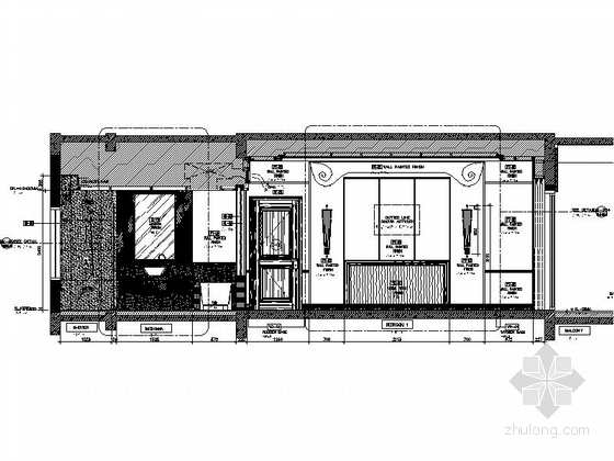 [云南]东南亚特色度假酒店豪华套房施工图（含效果图）-东南亚特色度假酒店总经理套房（含效果图）立面图