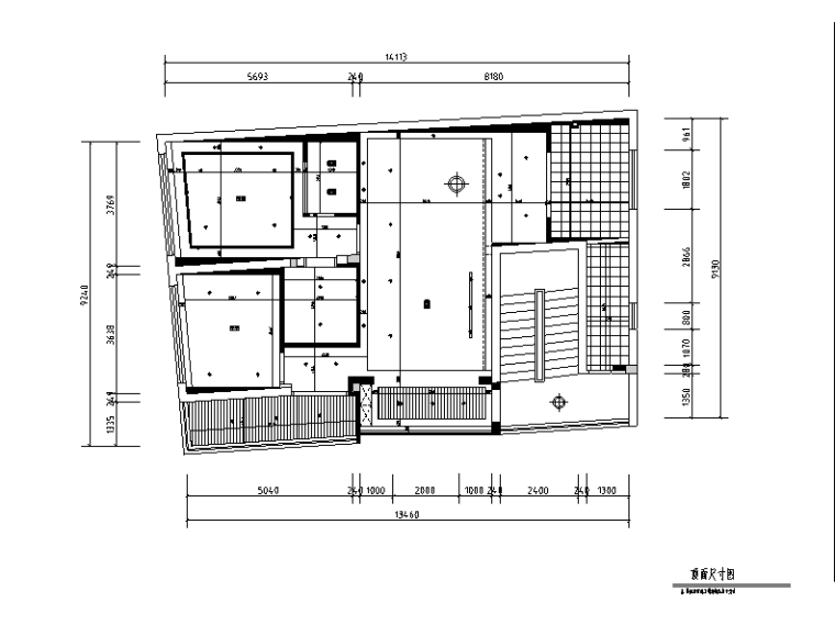 [福建]现代简约三居室套房住宅设计施工图（附效果图）-顶面尺寸图