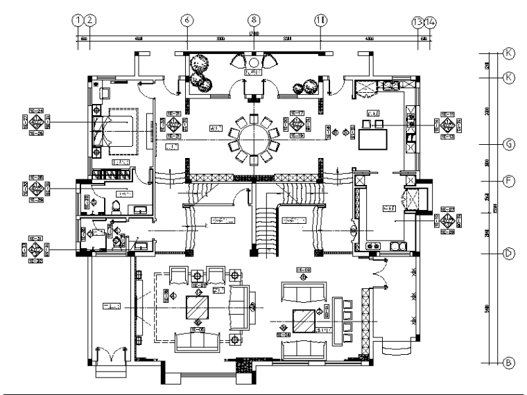 高层豪宅内部装修图片资料下载-[长沙]高端私人豪宅设计CAD施工图（含效果图）