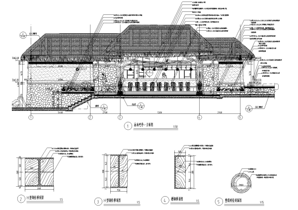 [云南]生态养生温泉度假区景观设计全套施工图-泳池吧亭详图