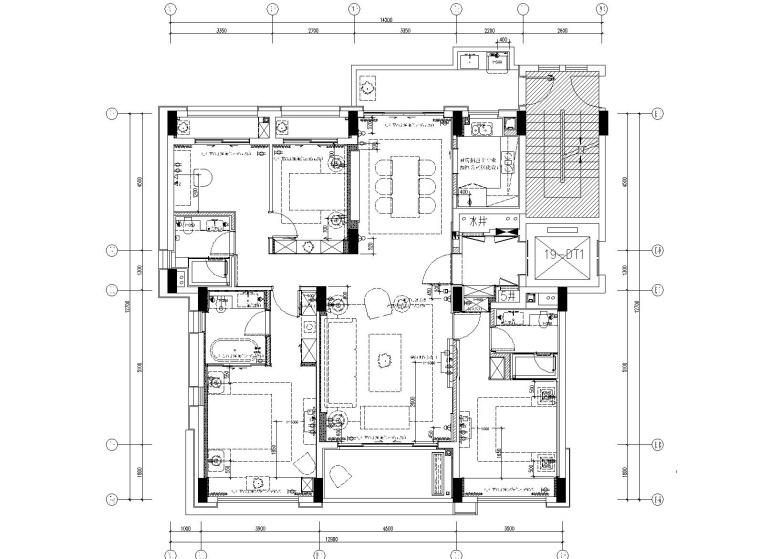 [广东]矩阵纵横Matrix-深圳前海时代B户型三居室样板房精装施工图+官方摄影-7机电布置图_看图王