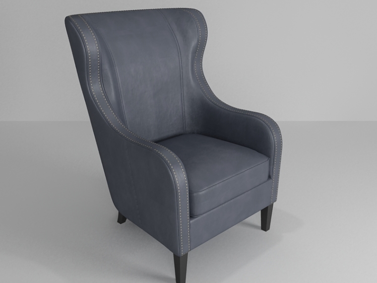 折叠躺椅午睡椅资料下载-皮质沙发椅3D模型下载